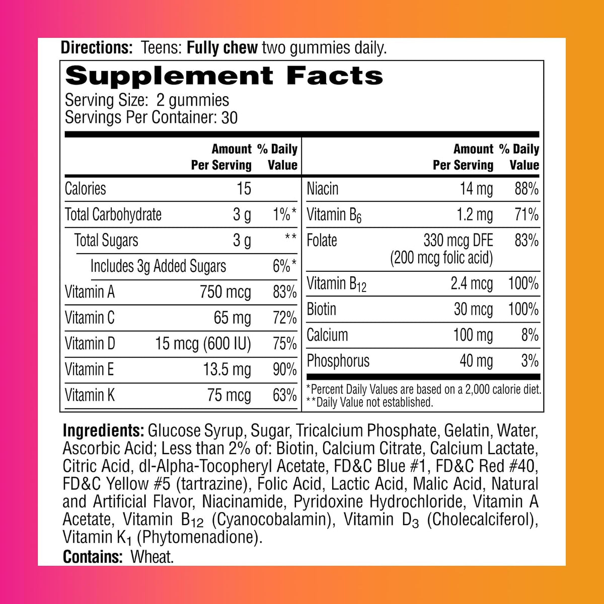One A Day Teen for Her multivitamines en gommes, 150 gommes