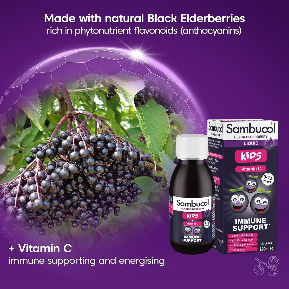 Sambucol Kids sirop de sureau noir et vitamine C, 3 à 12 ans, 120 ml