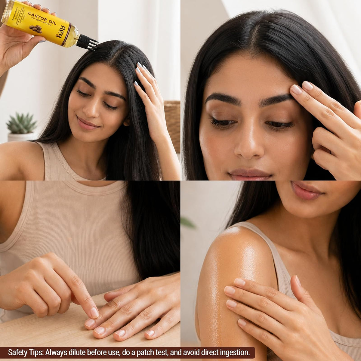 Rey Naturals huile de ricin pure pressée à froid 200 ml