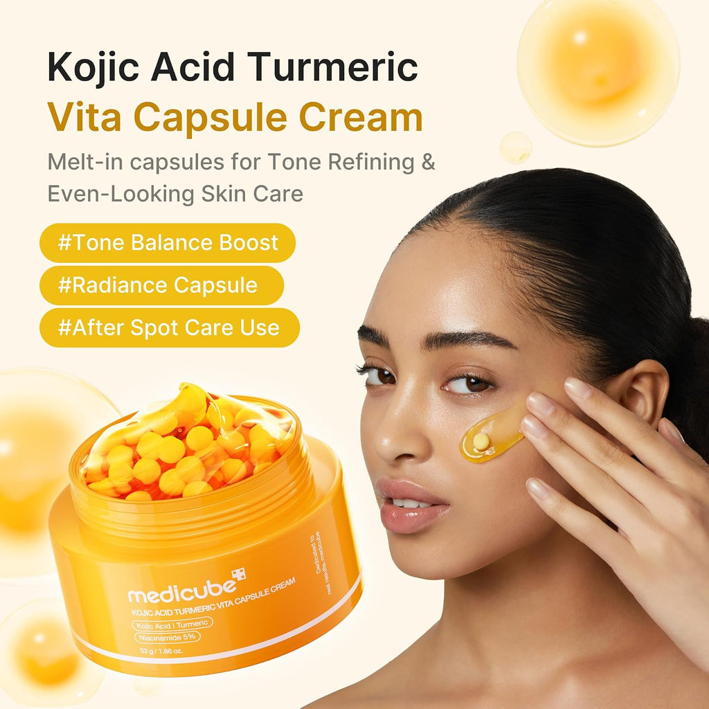Medicube Kojic Acid Turmeric Vita crème à capsules, 55 g