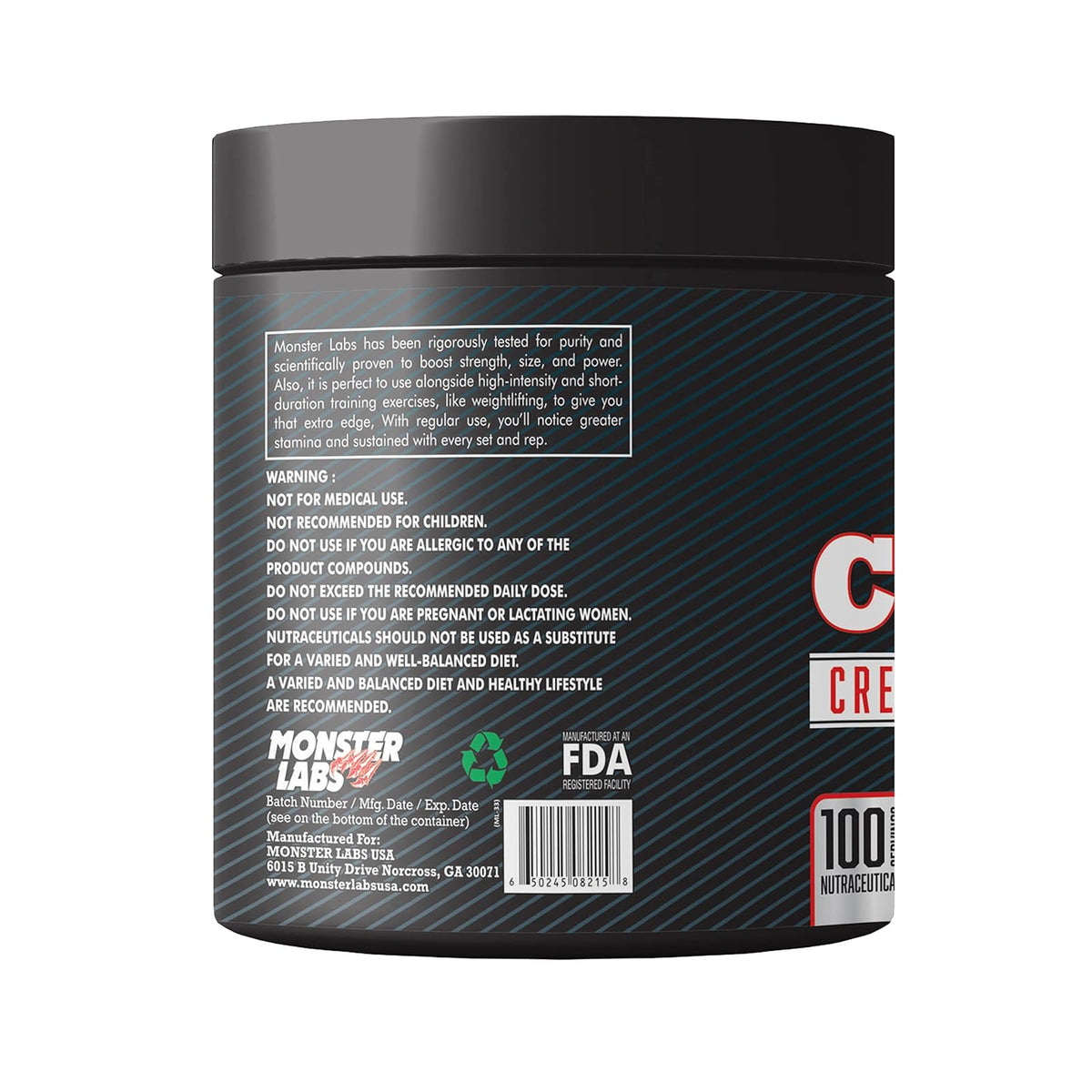 Monster Labs créatine monohydrate, 300 g