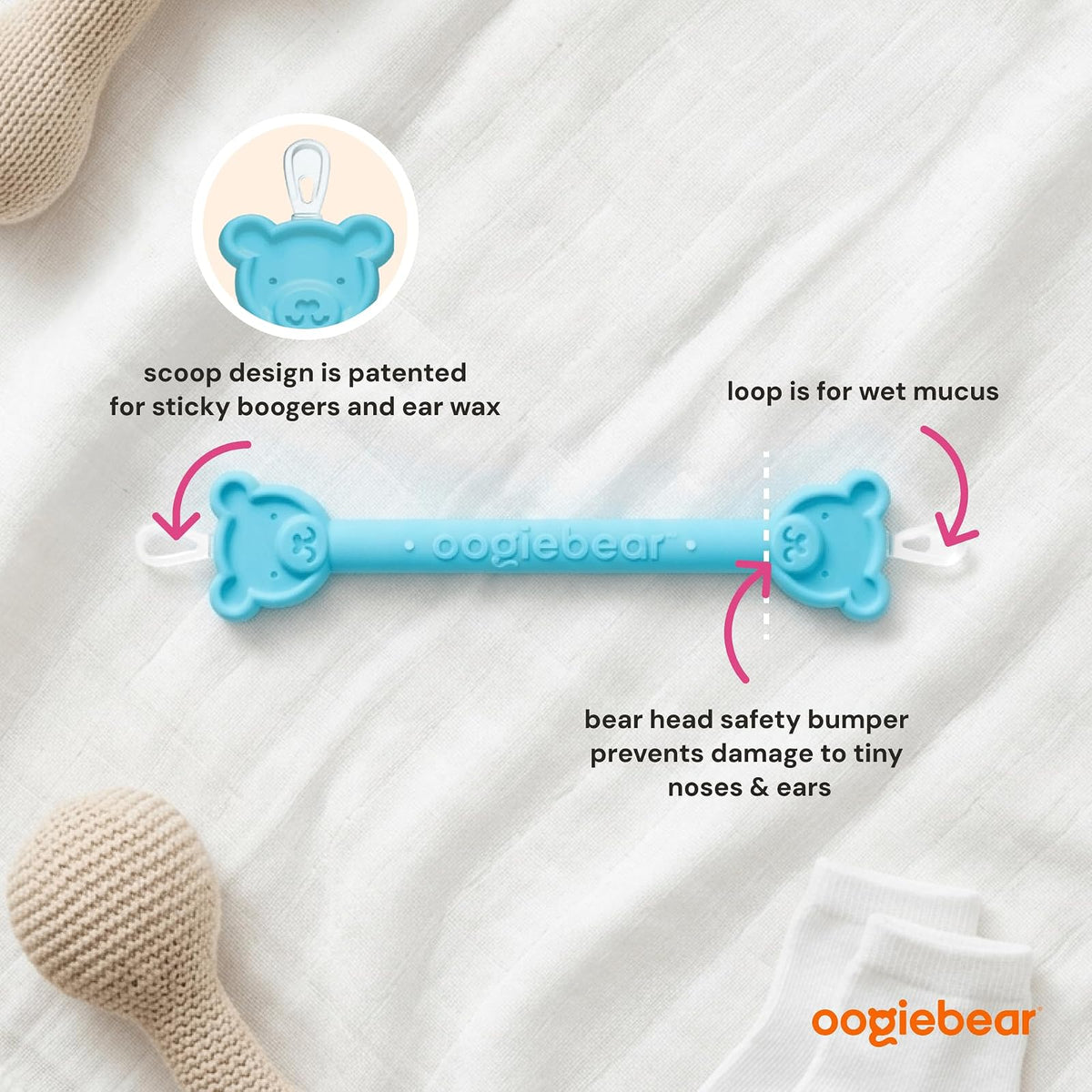 oogiebear cure-nez et cure-oreilles bébé, lot de 2