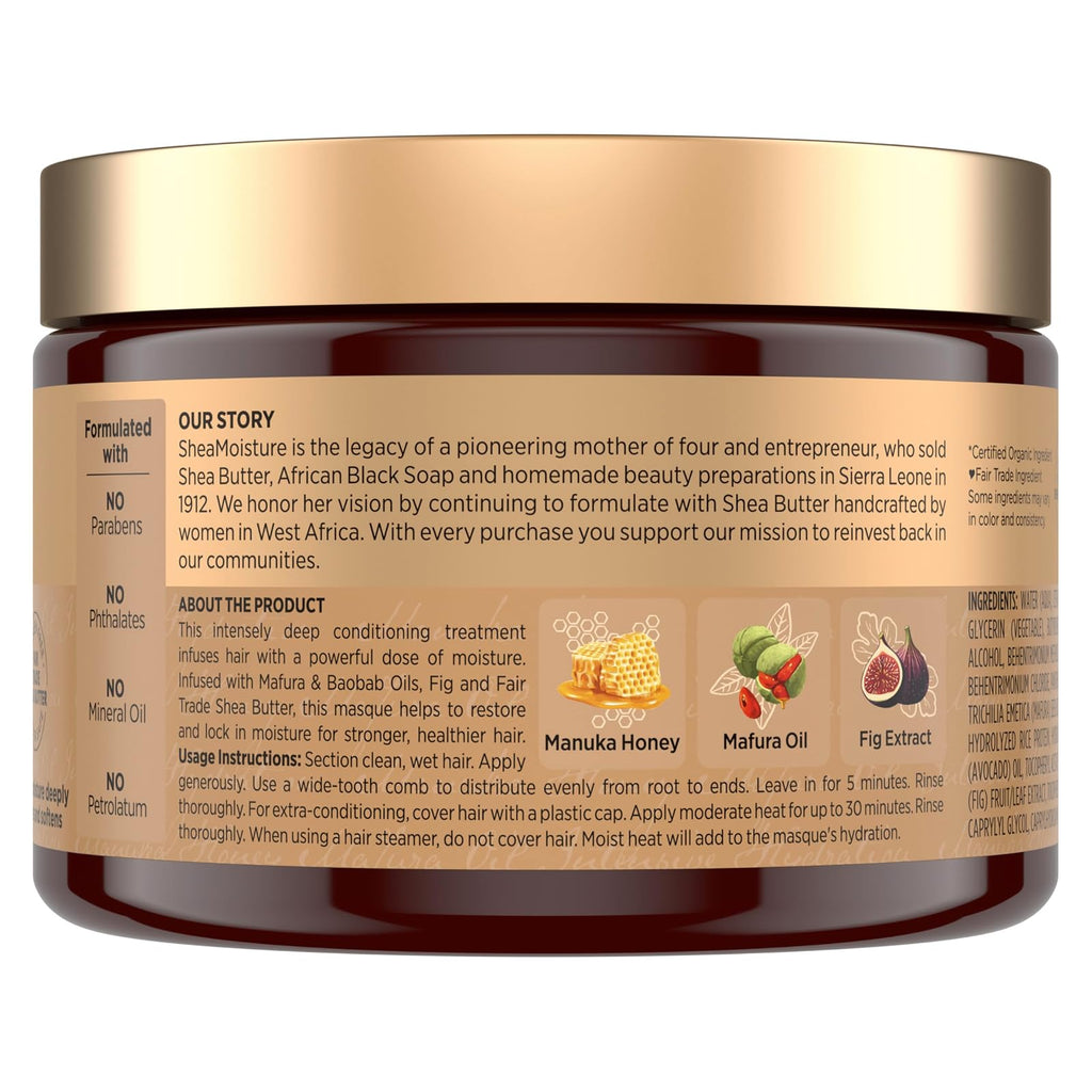 SheaMoisture masque hydratation intense miel de manuka et mafura 340 g