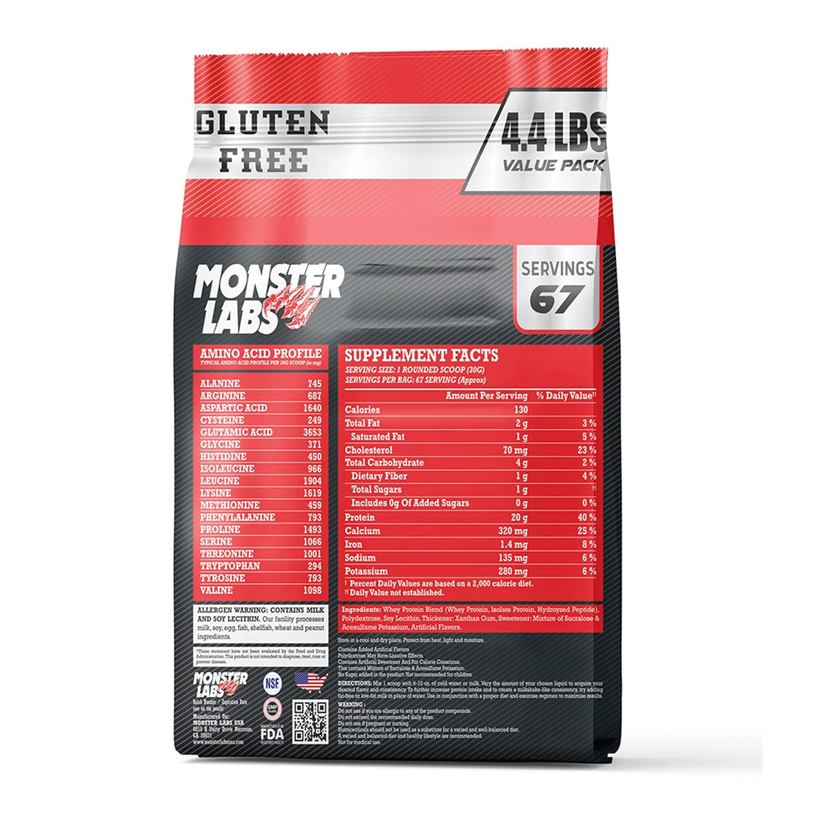 Monster Labs 100% whey, grand sac