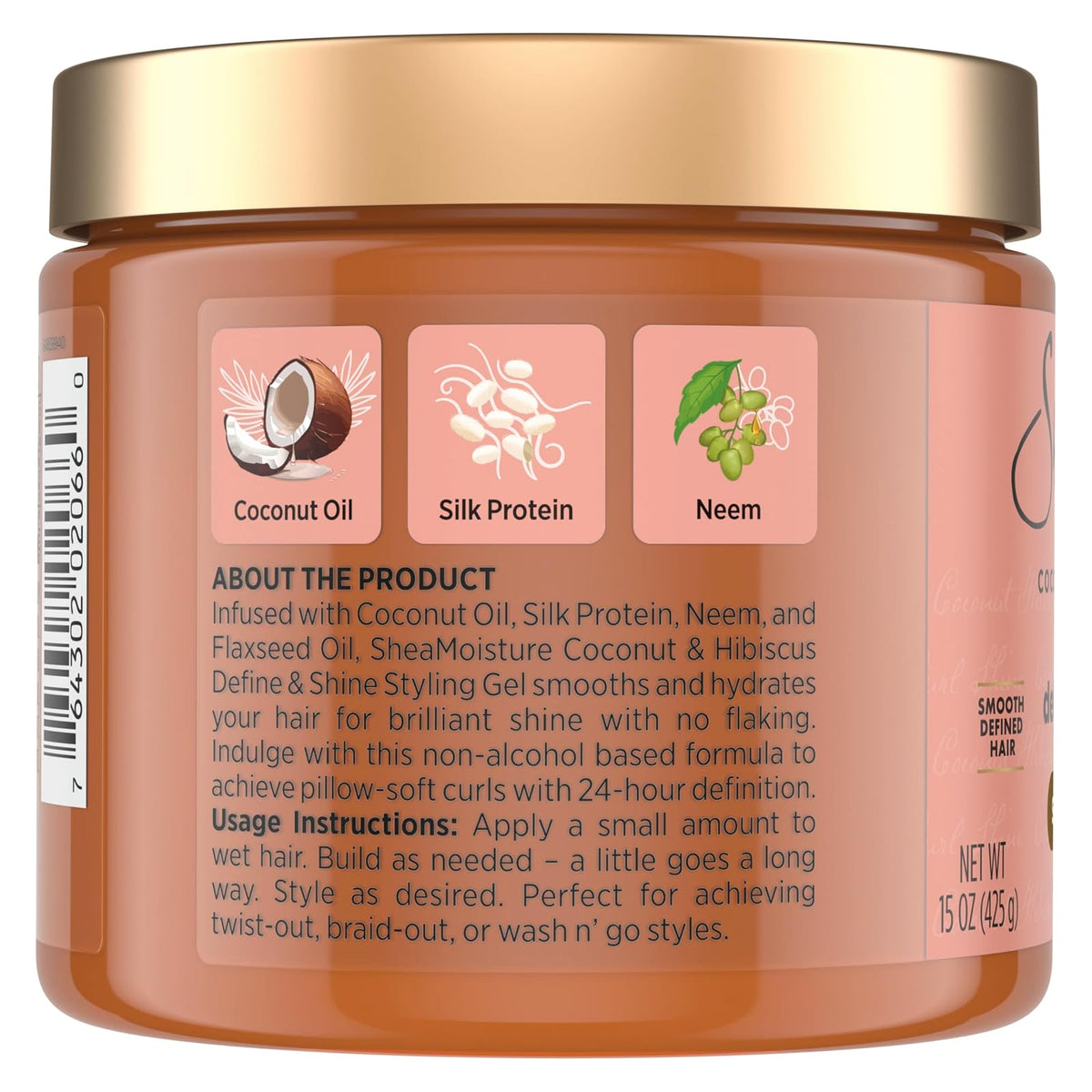 SheaMoisture Define & Shine gel coiffant coco et hibiscus 425 g