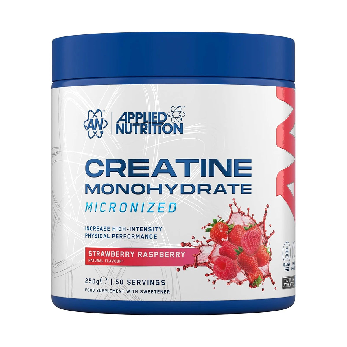 Applied Nutrition Creatine Monohydrate 250 g – Fraise framboise, photo du produit seul sur fond blanc