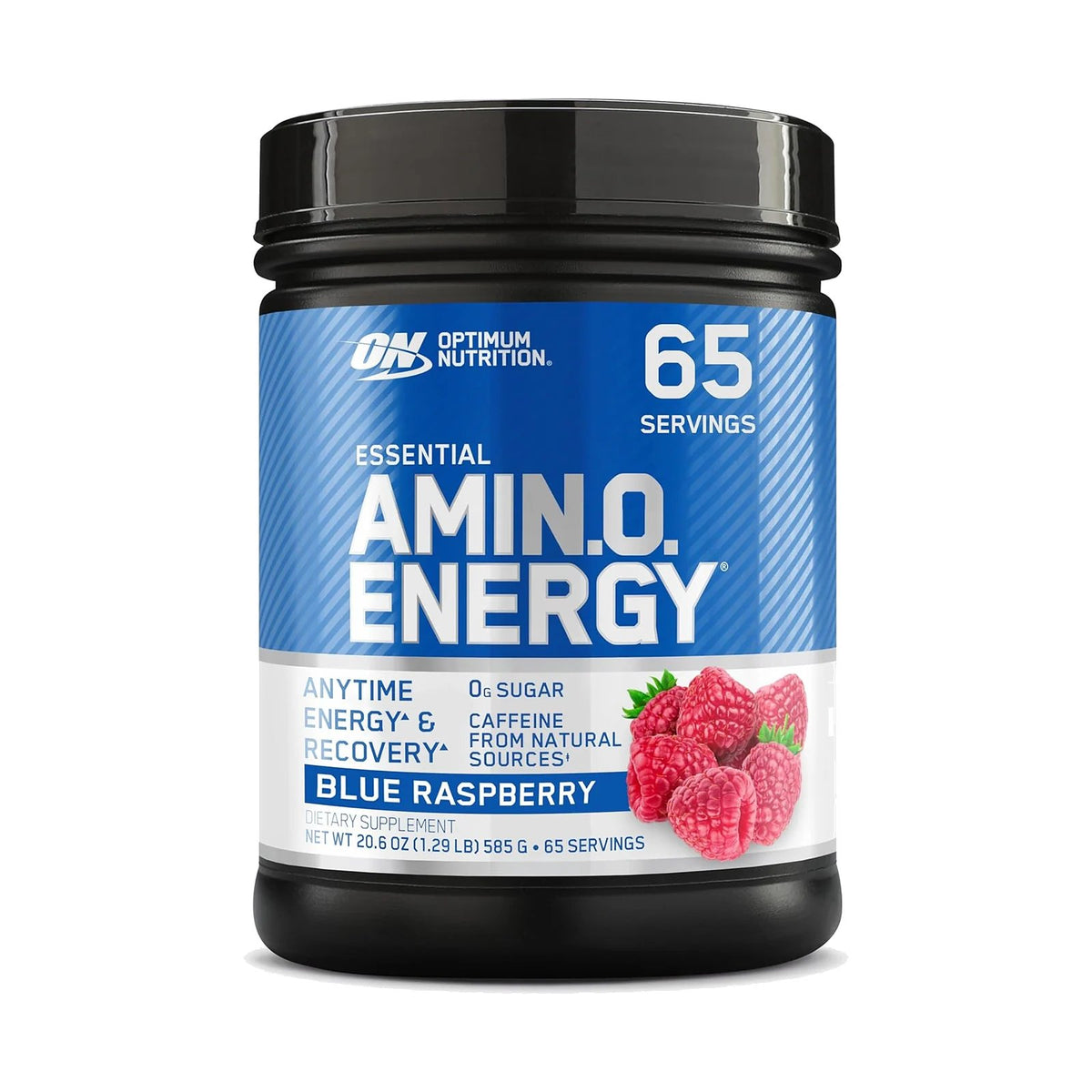 Optimum Nutrition Essential Amino Energy – 65 doses (585 g), Framboise bleue, photo du produit seul sur fond blanc