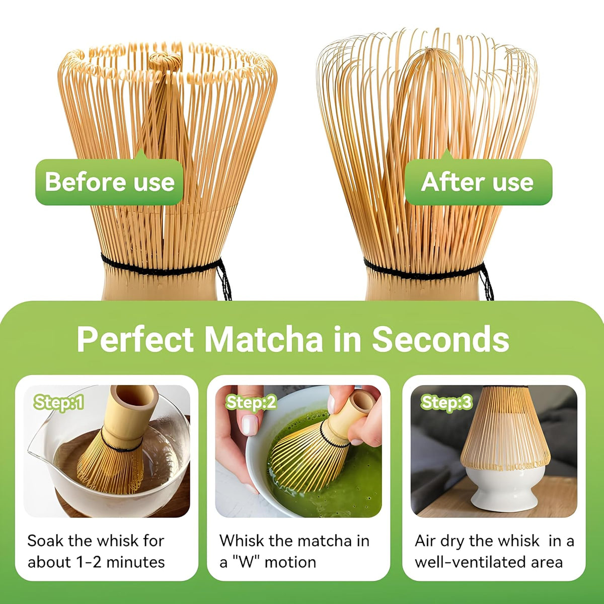 Kit matcha en bambou : fouet, support et cuillères