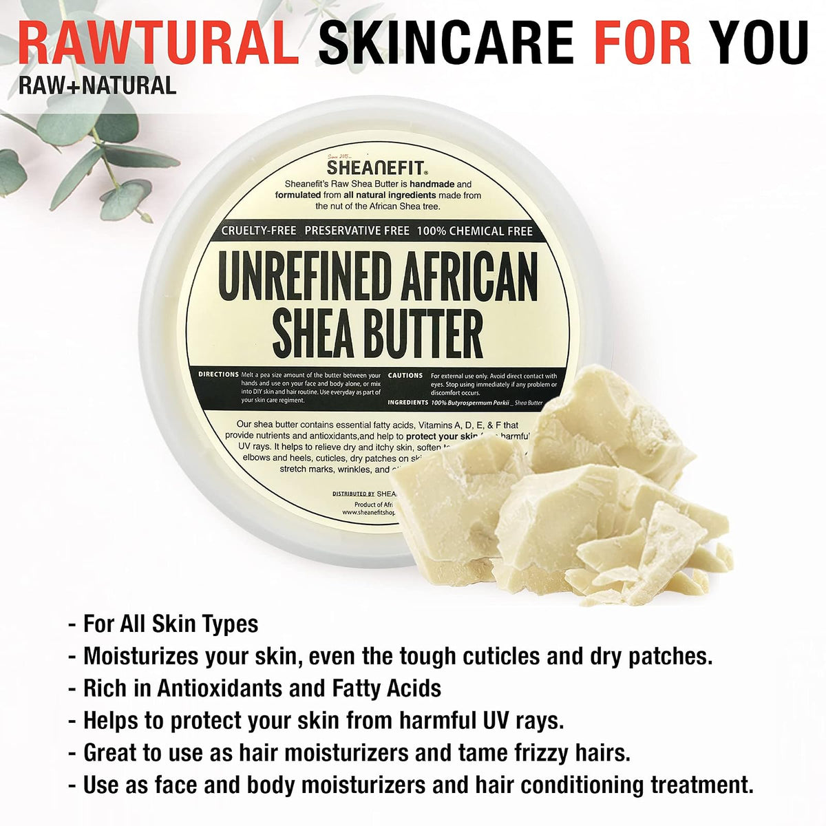 Sheanefit beurre de karité brut africain 227 g