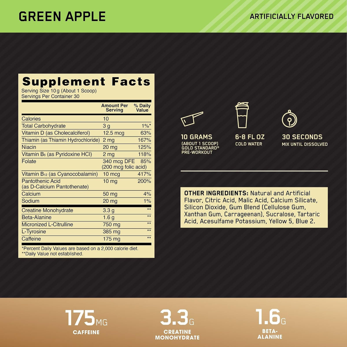 Optimum Nutrition Gold Standard pré-entraînement, 30 doses