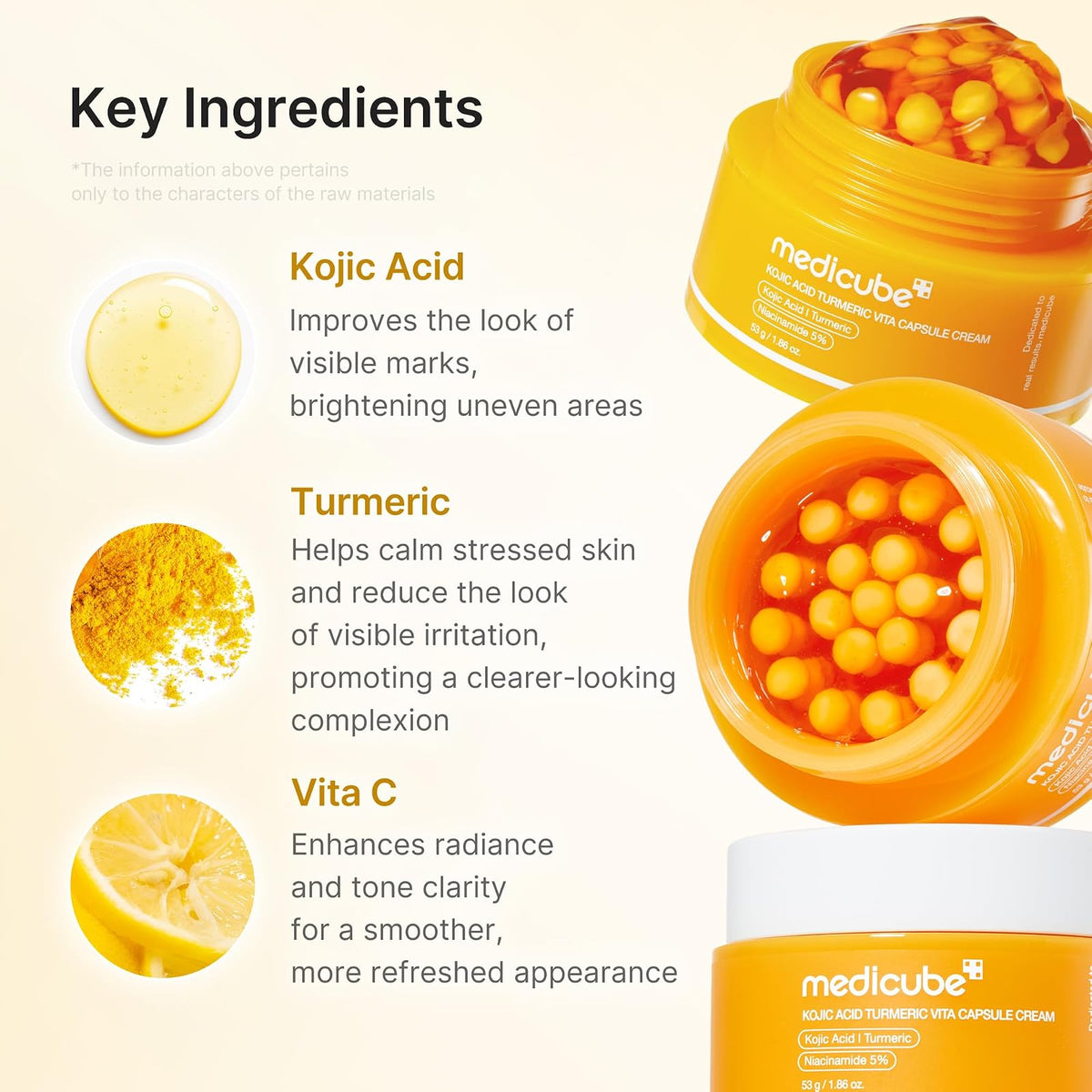 Medicube Kojic Acid Turmeric Vita crème à capsules, 55 g