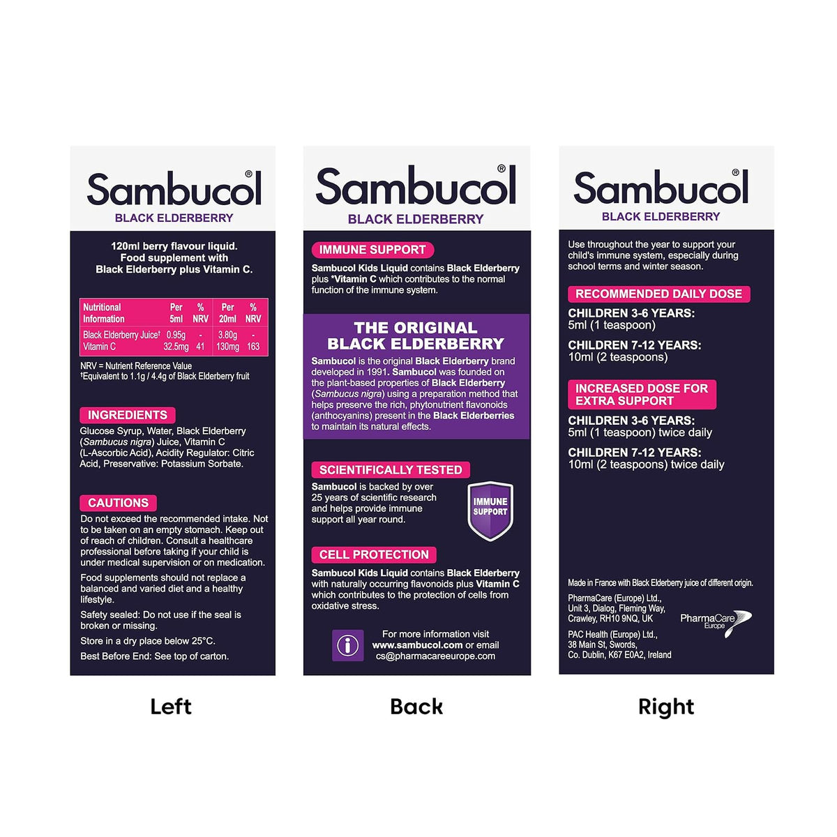 Sambucol Kids sirop de sureau noir et vitamine C, 3 à 12 ans, 120 ml