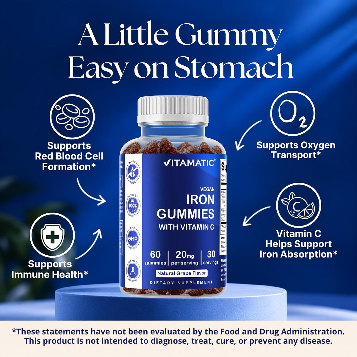 Vitamatic fer + vitamine C en gommes, 60 gommes