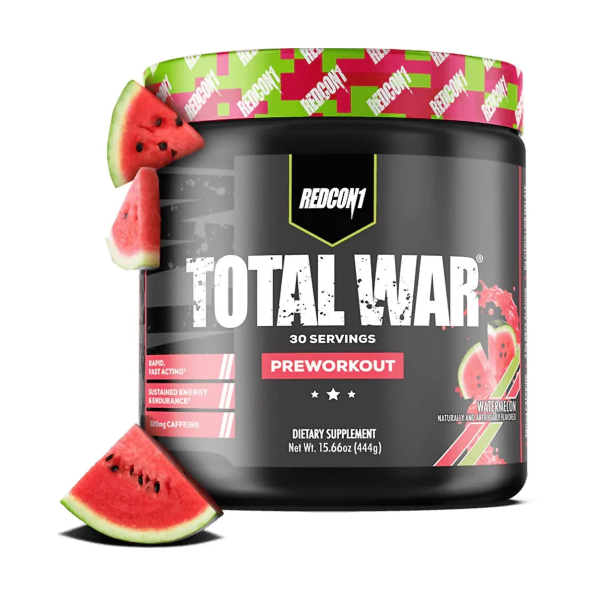 Redcon1 Total War pré-workout 30 doses – Pastèque, photo du produit seul sur fond blanc