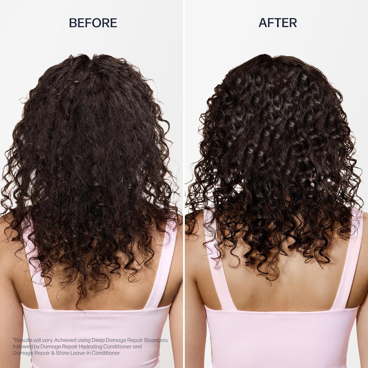 Cheveux bouclés avant et après le shampooing UNOVE