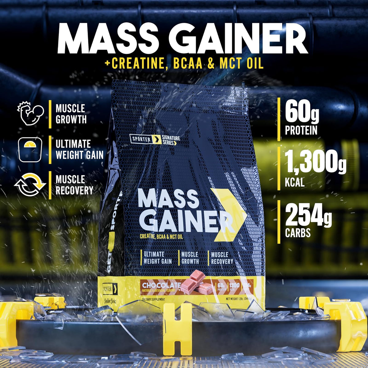 Sporter mass gainer avec créatine, BCAA et MCT