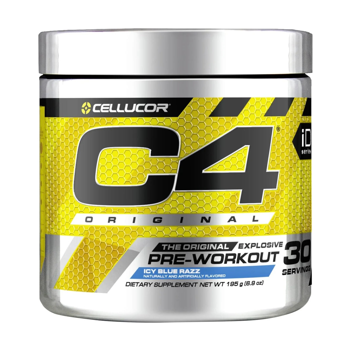 Cellucor C4 Original pré-workout 30 doses – Icy Blue Razz, photo du produit seul sur fond blanc