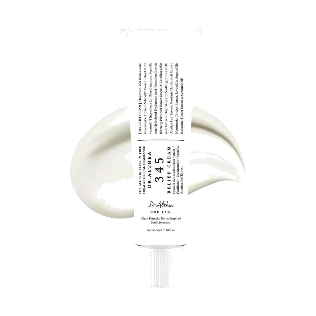 Dr.Althea 345 Relief Cream 50 ml, pot de crème apaisante, vu de face sur fond neutre