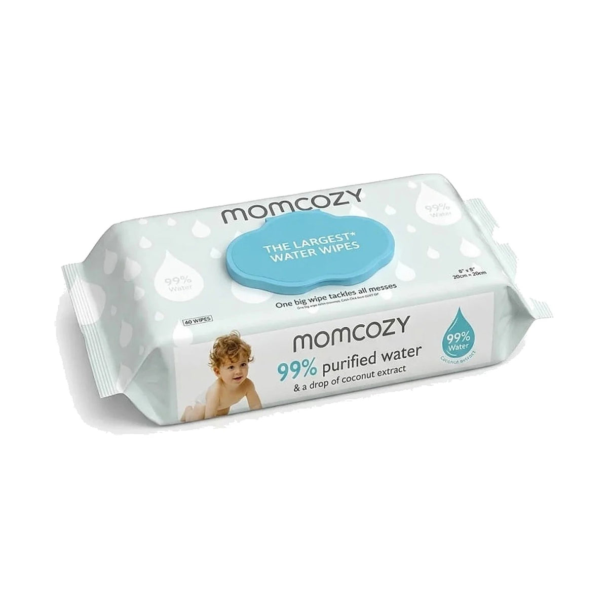 Paquet de lingettes bébé extra-larges Momcozy Water Baby Wipes à 99 % d'eau, photo du produit