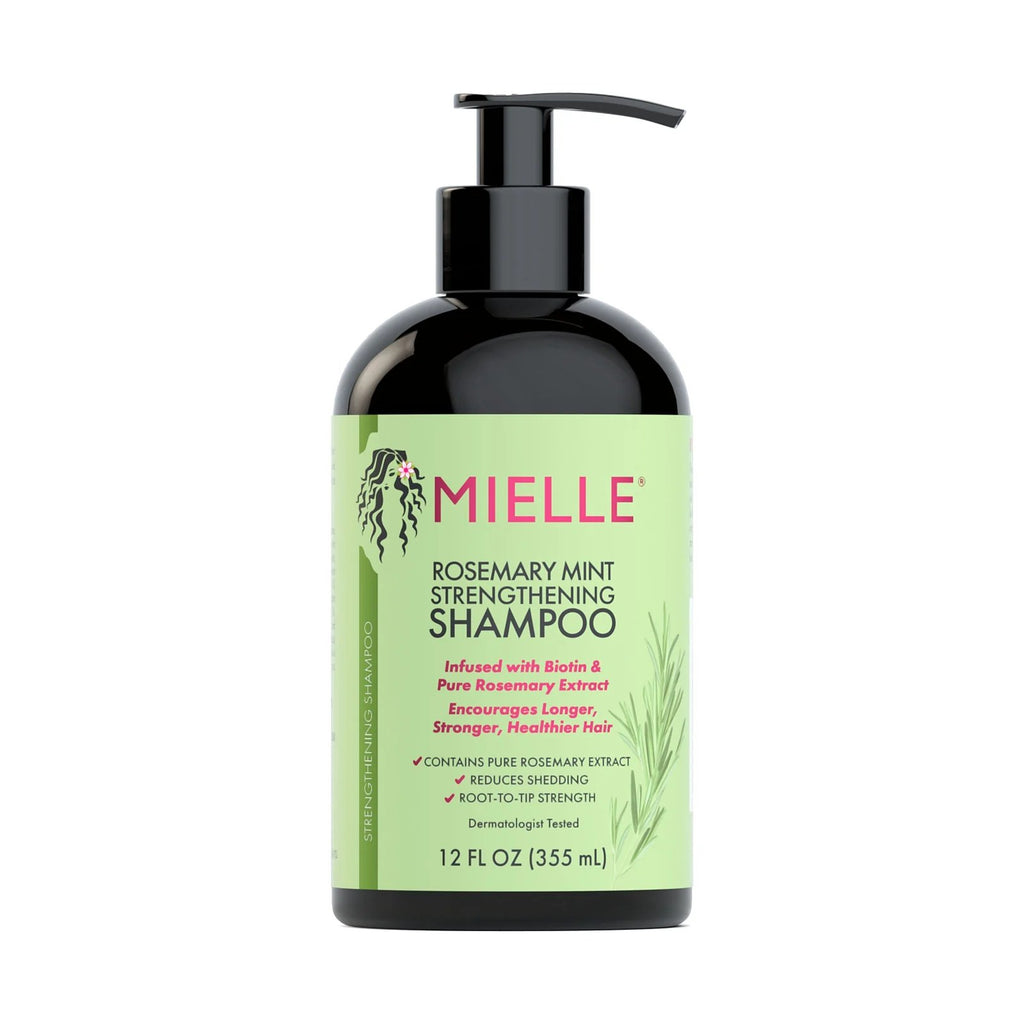 Shampoing Mielle Rosemary Mint au romarin et à la menthe pour cheveux texturés, photo du flacon