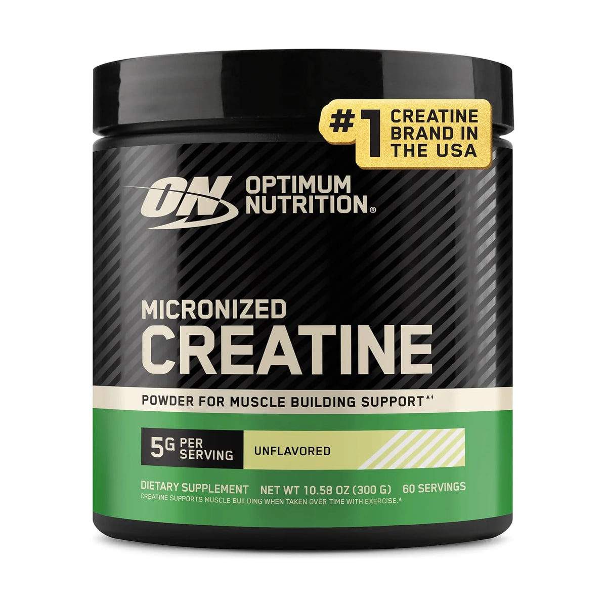 Optimum Nutrition Micronized Creatine – 300 g, photo du produit seul sur fond blanc