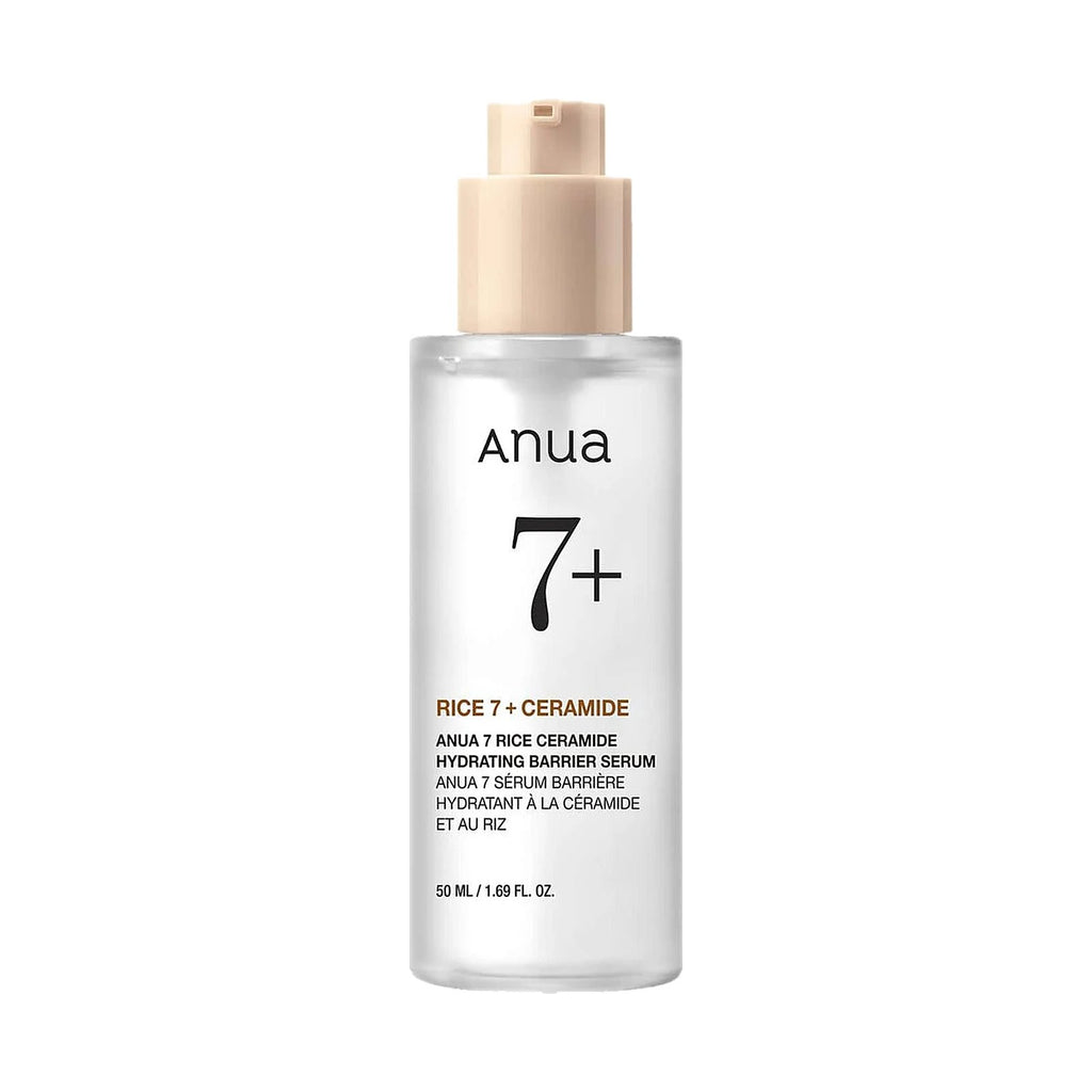 Sérum Anua 7 Rice Ceramide Hydrating Barrier 50 ml, flacon pompe seul sur fond blanc