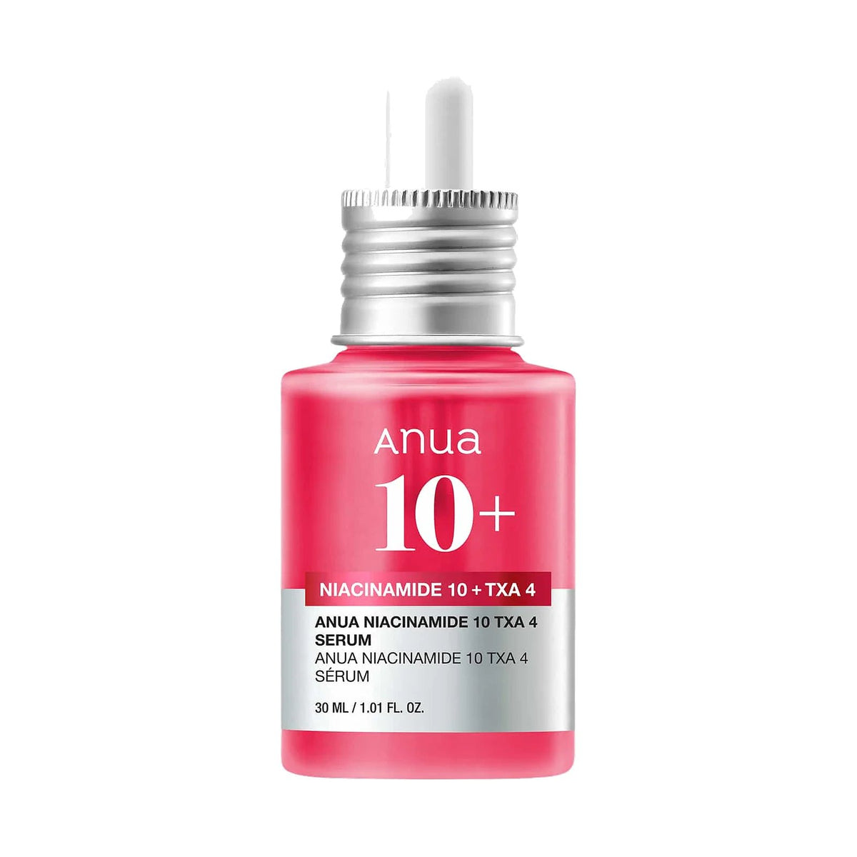 Anua Niacinamide 10 % + TXA 4 % Serum 30 ml, flacon de sérum, vu de face sur fond neutre