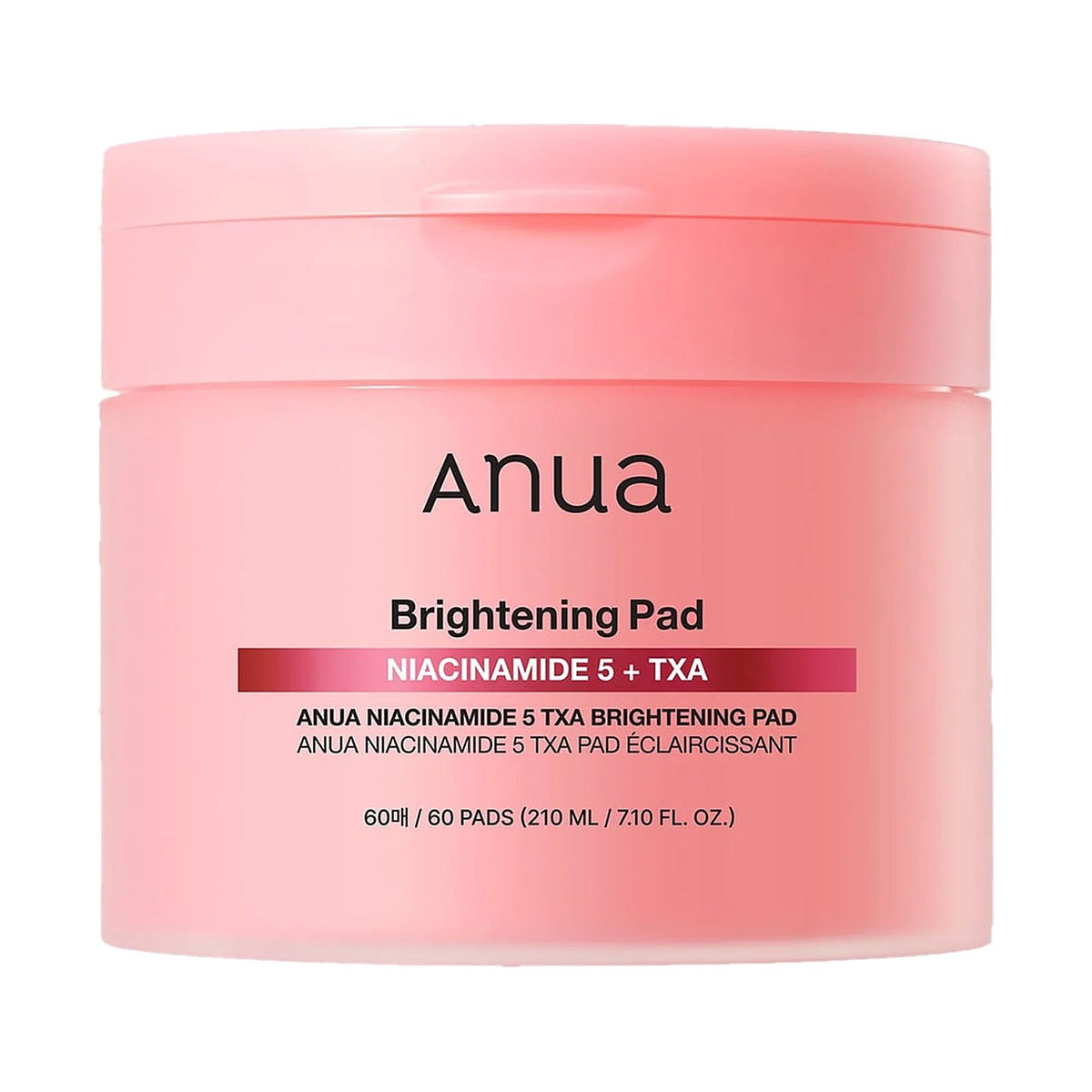 Disques Anua Niacinamide 5 TXA Brightening Pad 60 disques, pot seul sur fond blanc
