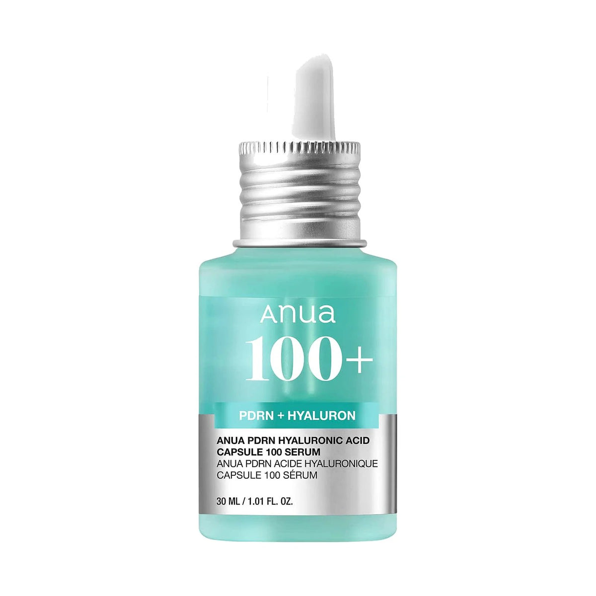 Anua PDRN Hyaluronic Acid Capsule 100 Serum 30 ml, flacon de sérum, vu de face sur fond neutre