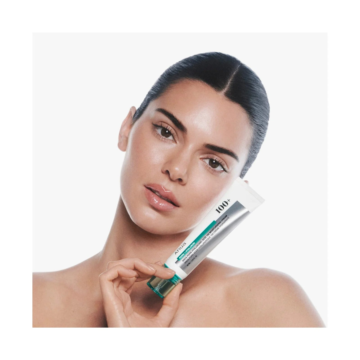 Anua PDRN Hyaluronic Acid 100 Moisture Cream 60 ml, pot de crème hydratante, vu de face sur fond neutre