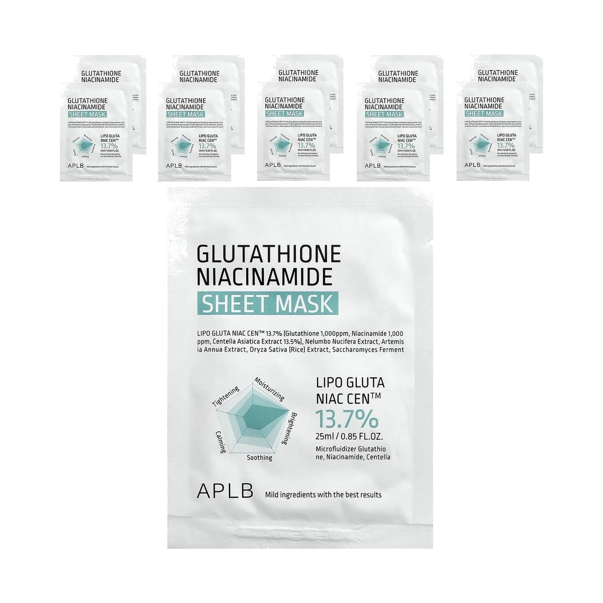 APLB Masques en tissu Glutathion et niacinamide x10