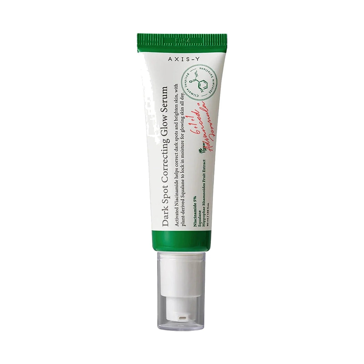 Sérum AXIS-Y Dark Spot Correcting Glow Serum 50 ml, tube pompe seul sur fond blanc