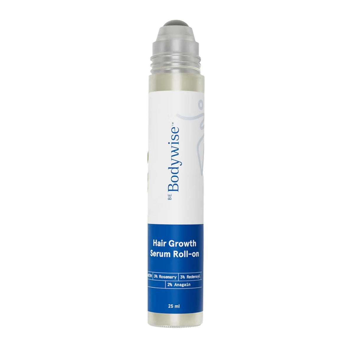 Be Bodywise sérum roll-on cheveux au romarin 25 ml, flacon seul sur fond blanc