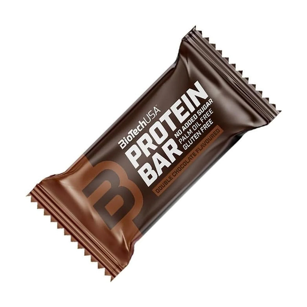 BioTechUSA barre protéinée double chocolat 35 g, photo du produit seul sur fond blanc