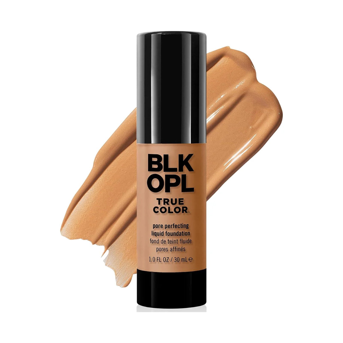 Fond de teint Black Opal True Color Pore Perfecting 30 ml, teinte 03 Truly Topaz, sur fond blanc