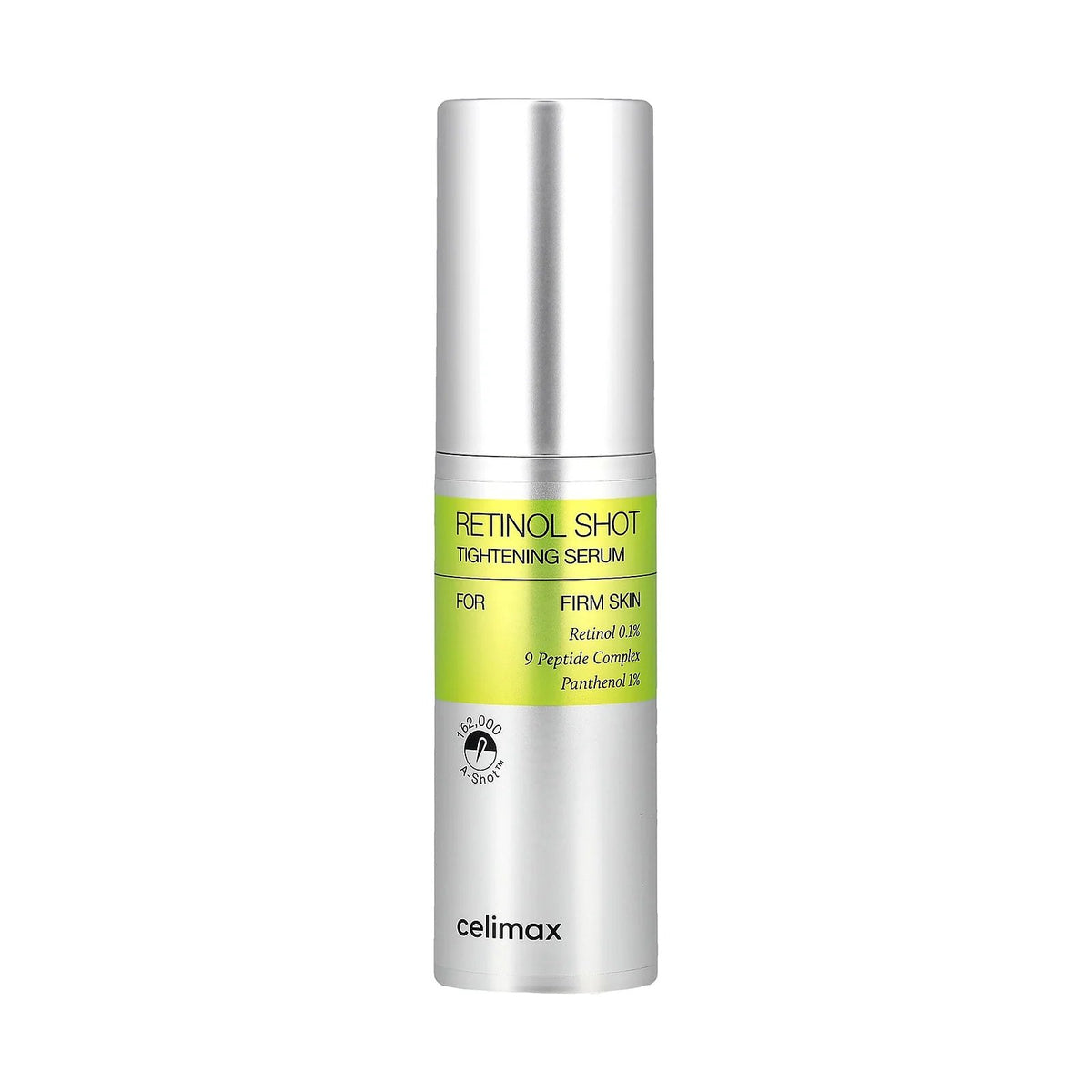 Sérum Celimax Retinol Shot Tightening Serum 30 ml, flacon seul sur fond blanc