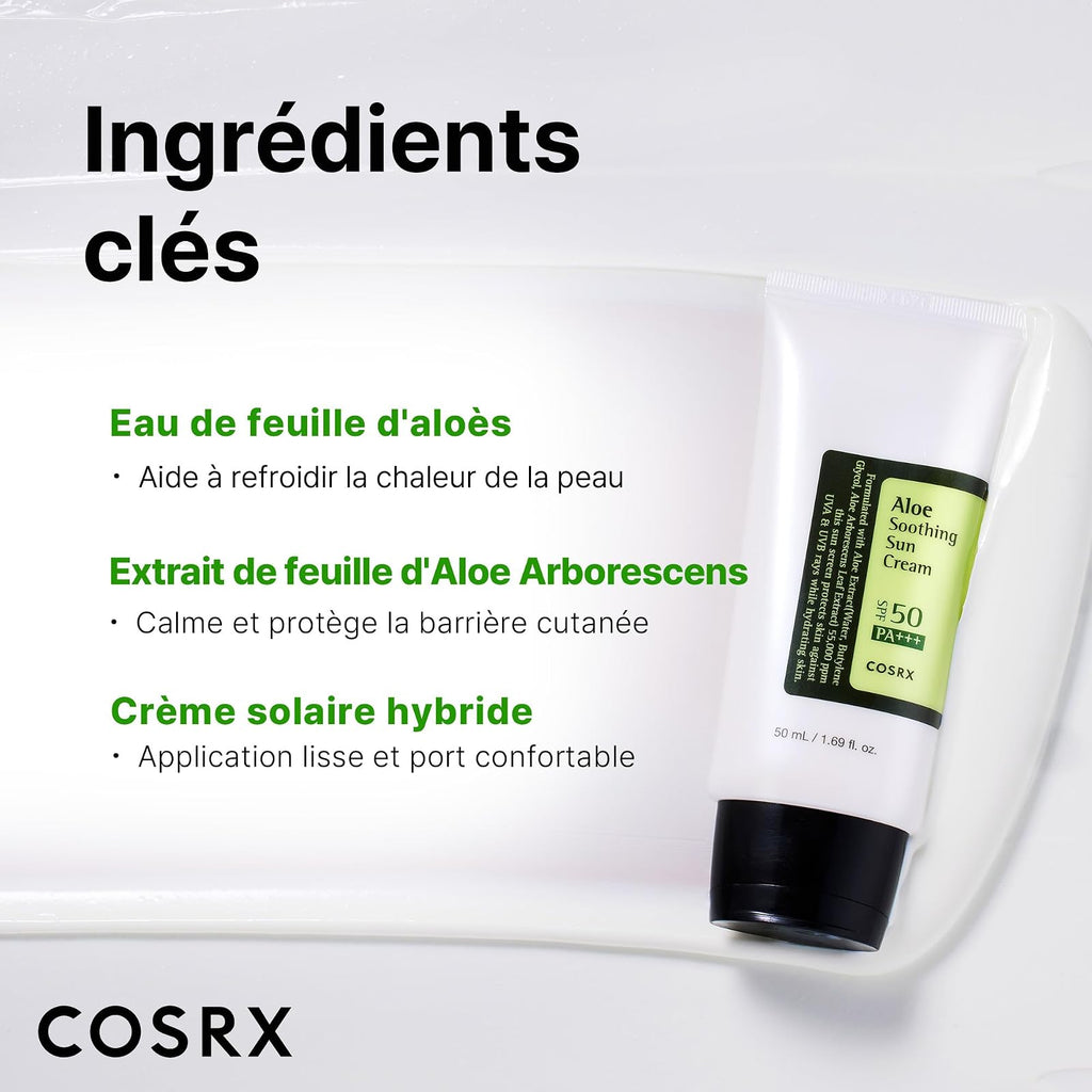 COSRX Aloe Soothing crème solaire SPF50+ sans traces blanches, 50 ml · photo 3