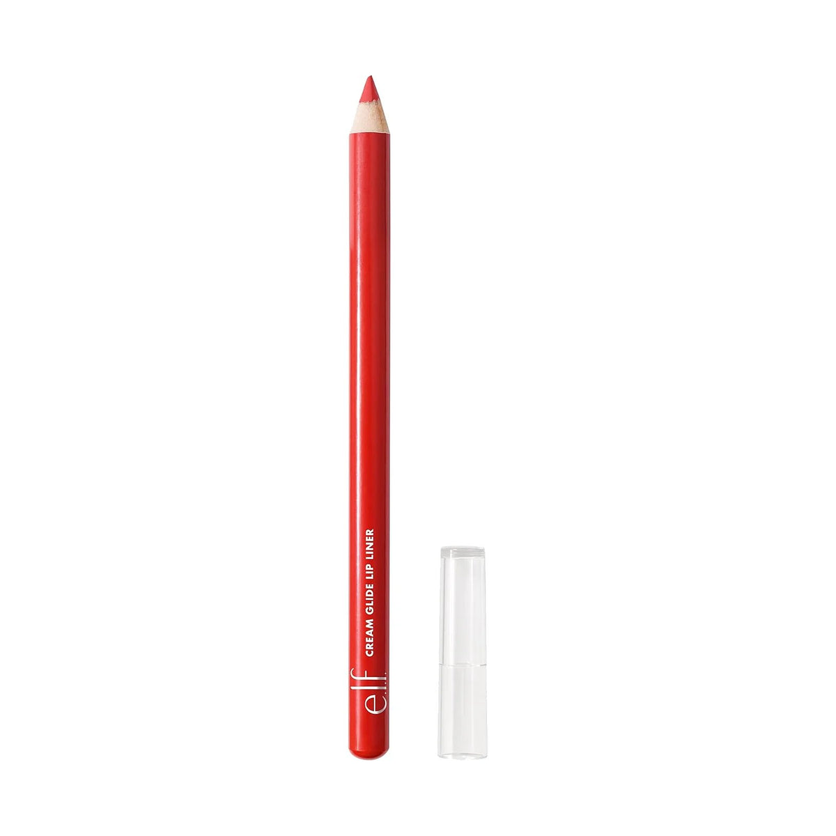 Crayon à lèvres e.l.f. Cream Glide Lip Liner, teinte Red Receipt, sur fond blanc