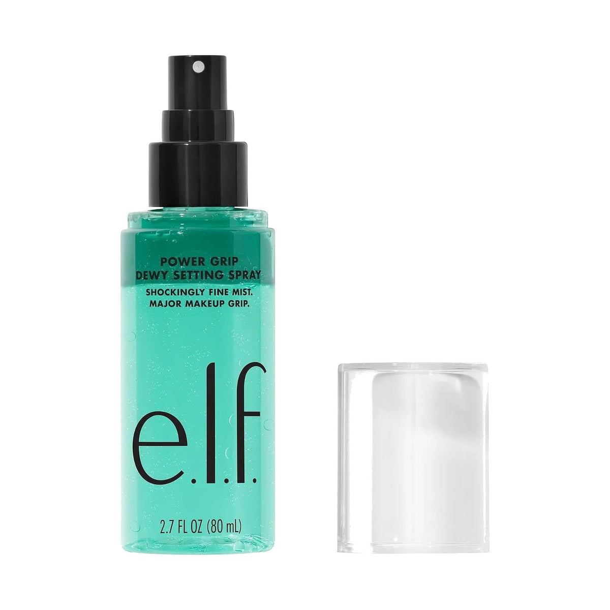 Spray fixateur e.l.f. Power Grip Dewy Setting Spray 80 ml, sur fond blanc