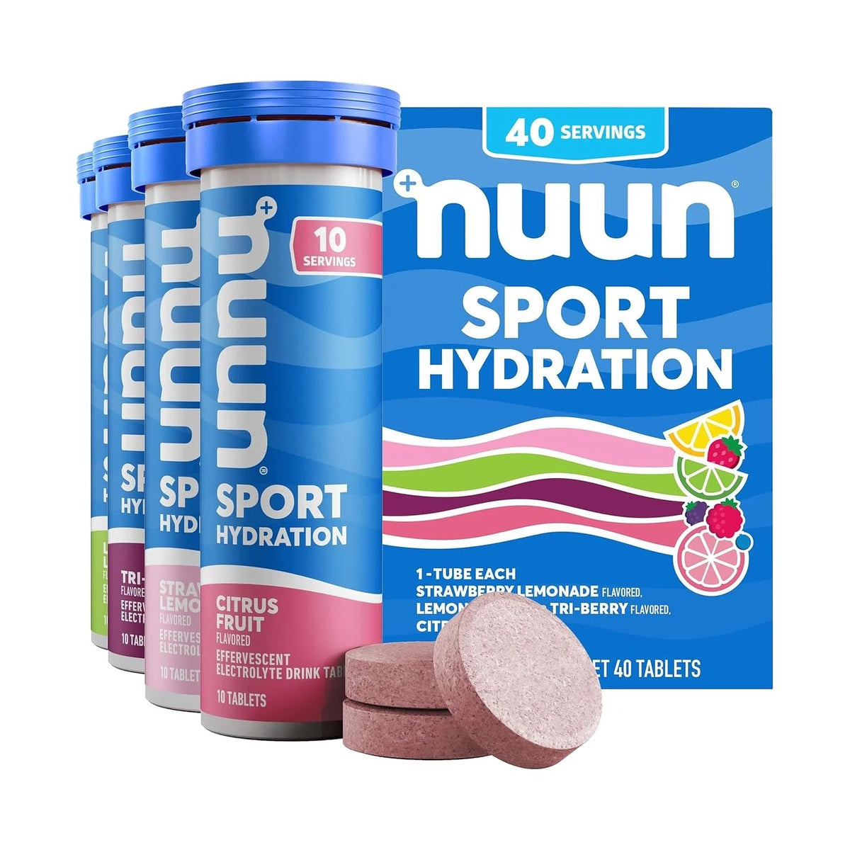 Nuun Sport comprimés effervescents d'électrolytes, 4 tubes