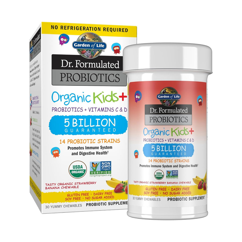 Garden of Life Dr. Formulated Kids+ probiotiques à croquer, fraise-banane, 30 comprimés