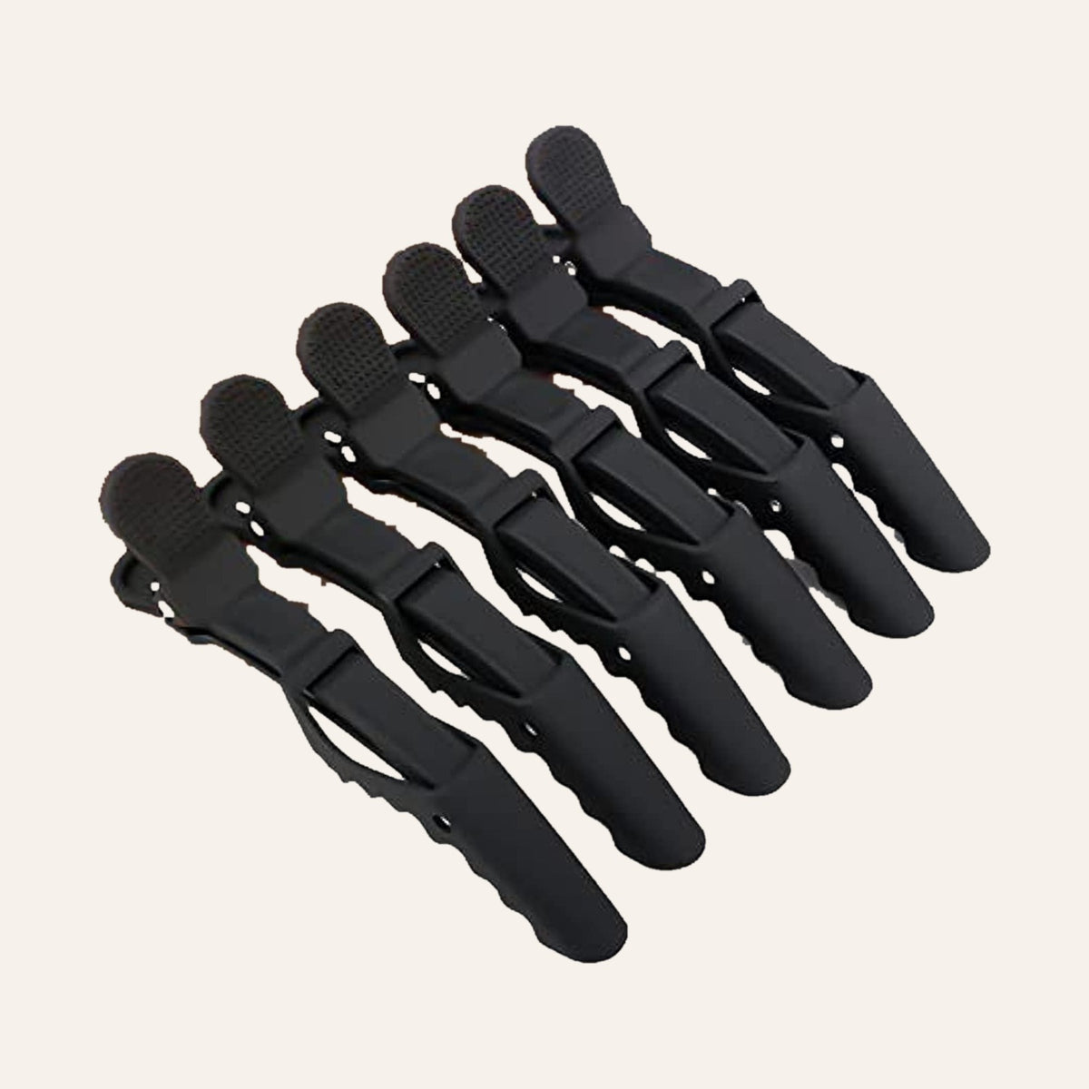 Pinces crocodile antidérapantes noires, lot de 6