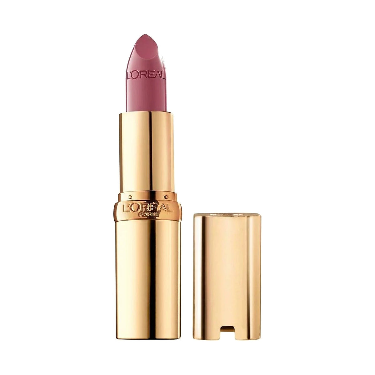 Rouge à lèvres L'Oréal Paris Color Riche, teinte Saucy Mauve, sur fond blanc