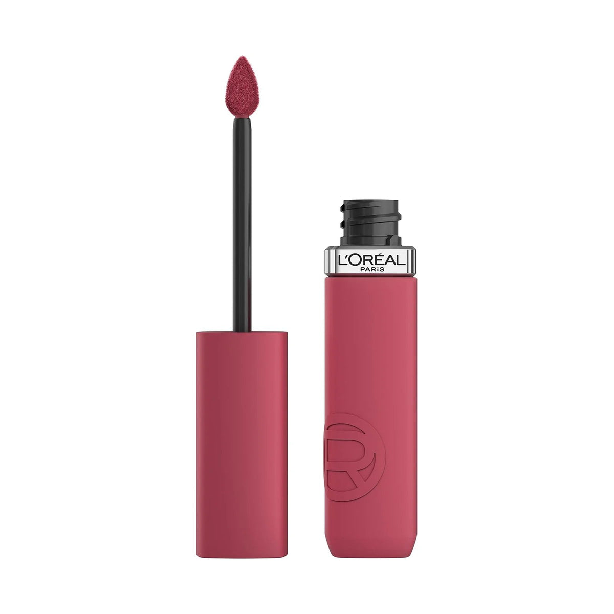 Rouge à lèvres liquide L'Oréal Paris Infaillible Matte Resistance, teinte 660 First Love, sur fond blanc