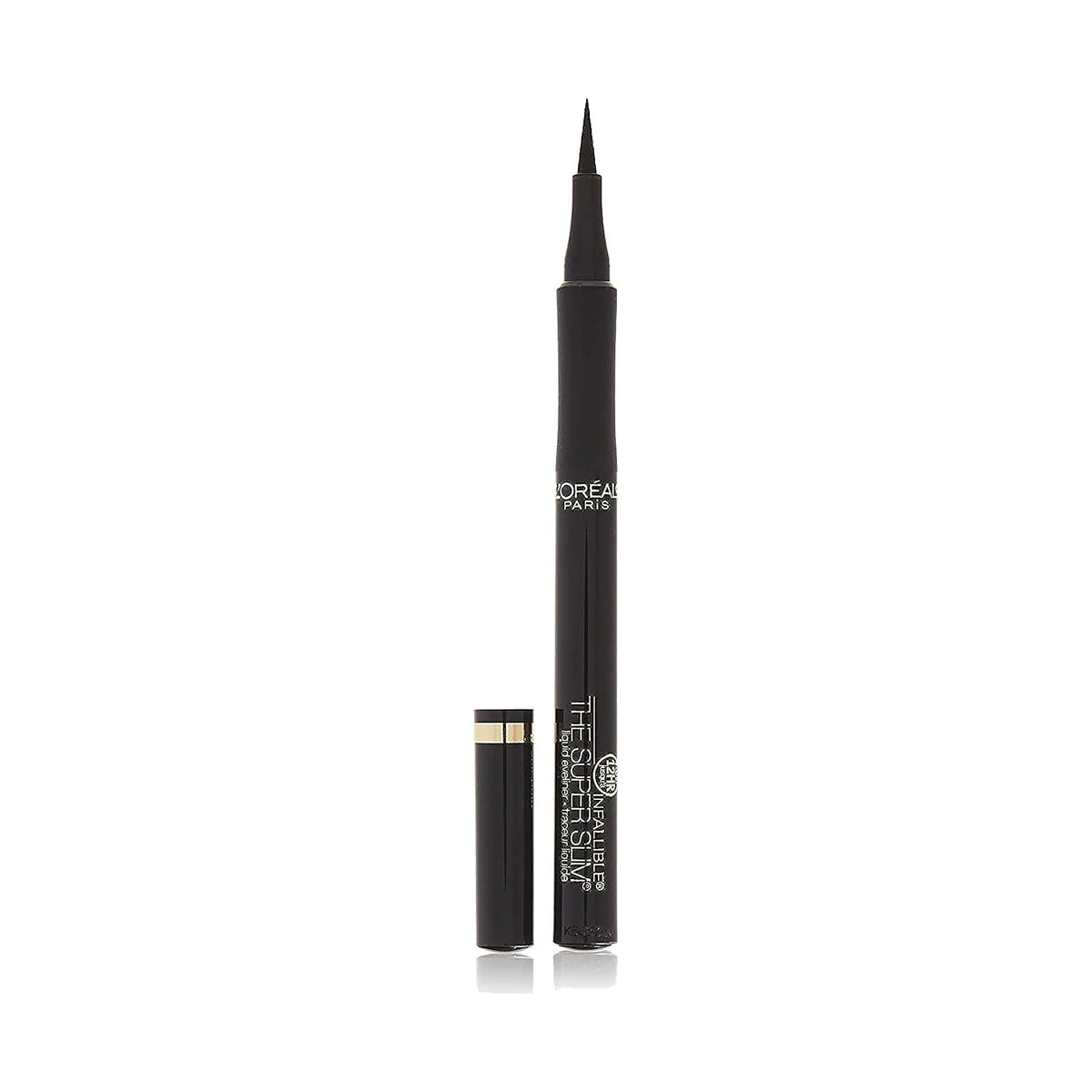 Eye-liner L'Oréal Paris Infaillible Super Slim, teinte Black, sur fond blanc