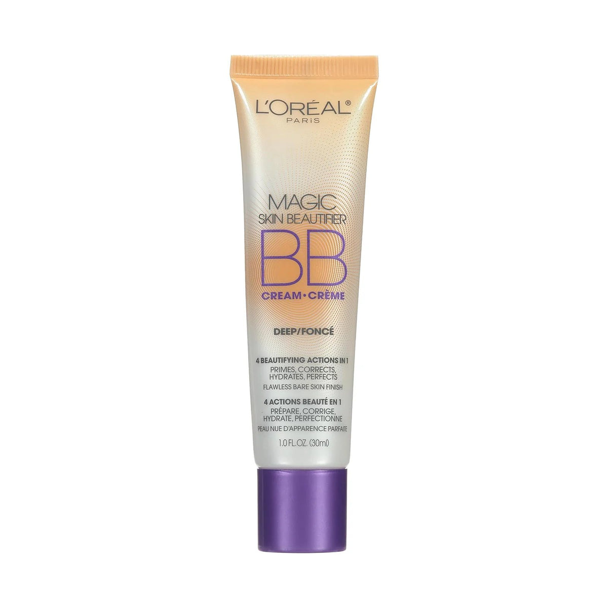 Tube de BB crème L'Oréal Paris Magic Skin Beautifier, teinte Deep, sur fond blanc