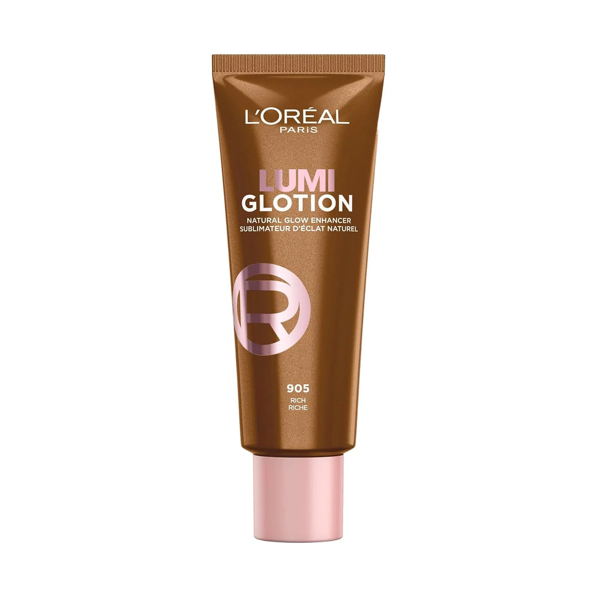 Enlumineur teinté L'Oréal True Match Lumi Glotion 40 ml, teinte 905 Very Deep Glow, sur fond blanc