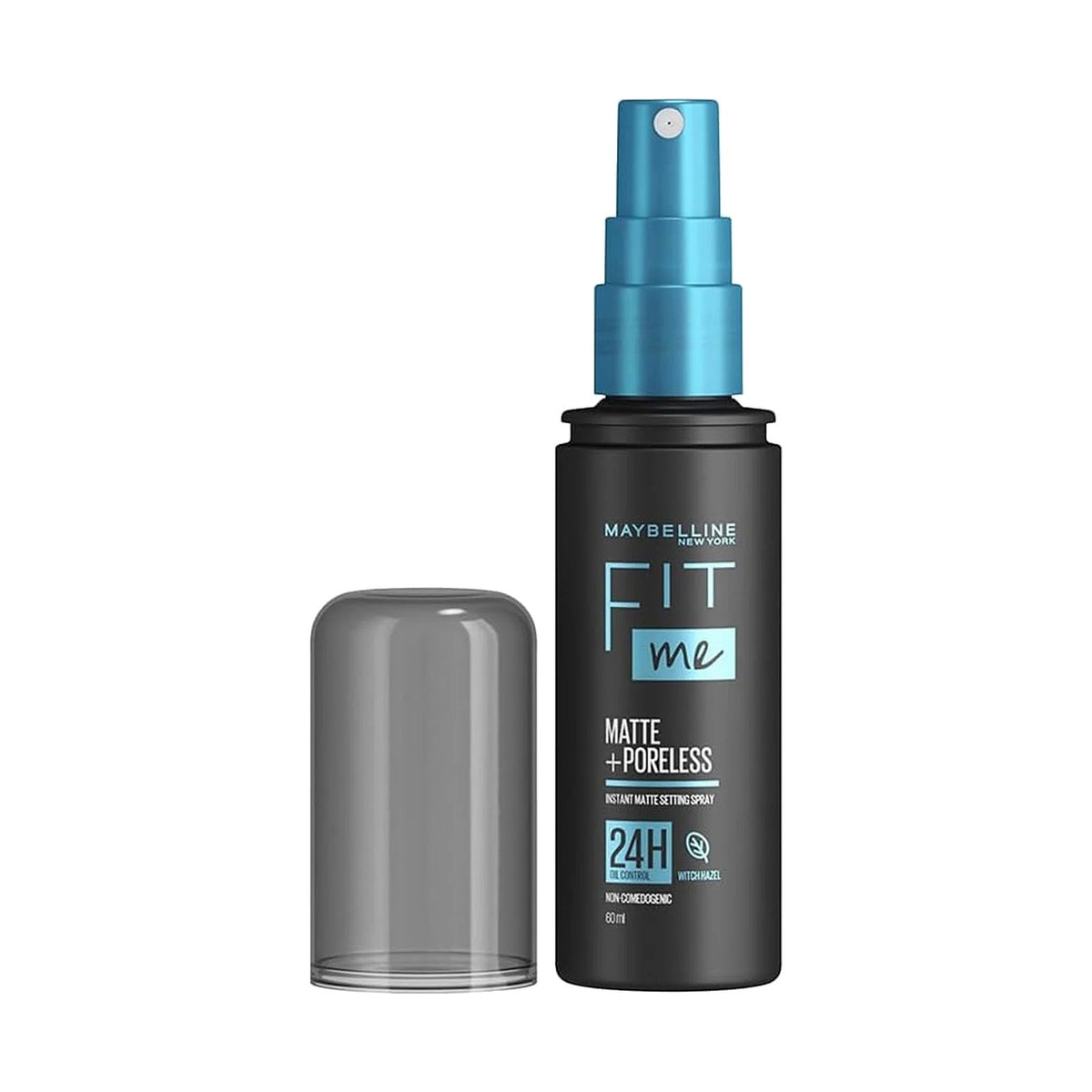 Spray fixateur Maybelline Fit Me Matte + Poreless Setting Spray 60 ml, sur fond blanc