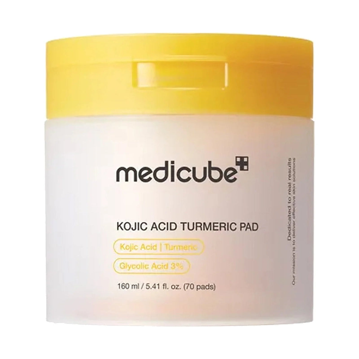 Disques Medicube Kojic Acid Turmeric Pad 160 ml, pot de 70 disques seul sur fond blanc