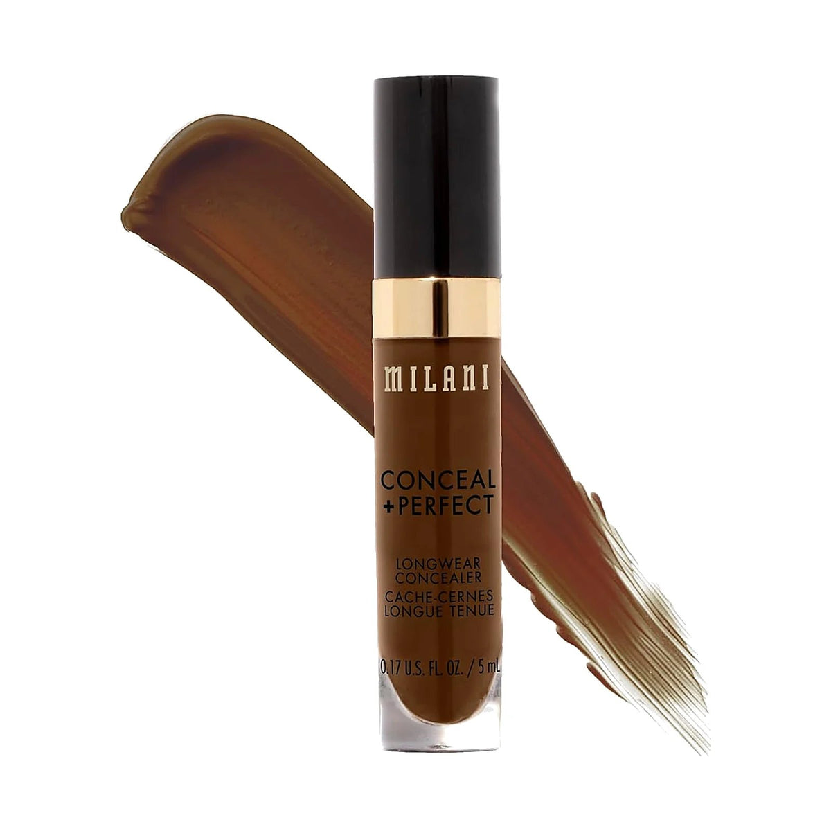 Anticernes Milani Conceal + Perfect Longwear 5 ml, teinte Cold Cocoa, sur fond blanc